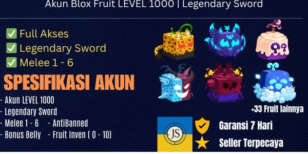 Gambar Product Blox Fruit Account Level 1000! Bonus Fruit in Inventory!