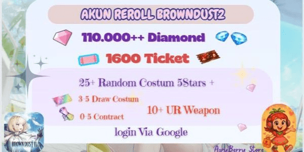 Gambar Product Akun Ghaca BrownDust2 110K+ Diamond | 1600+ Brown Ticket | 25+ Skin Costume 5stars