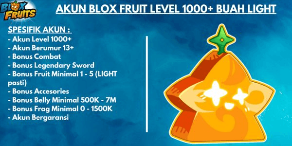 Gambar Product AKUN BLOX FRUIT LEVEL 1000+ BUAH LIGHT BELUM DIMAKAN