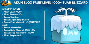 BLOX FRUIT ACCOUNT LEVEL 1000+ BLIZZARD FRUIT