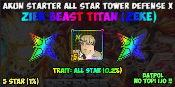 Gambar Product Akun Starter ALL STAR Ziek Beast Titan (Zeke) | All Star Tower Defense X (ASTD X)