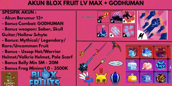Gambar Product AKUN BLOX FRUIT LEVEL MAX + GODHUMAN