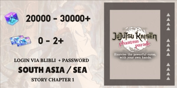 Gambar Product Reroll Account READY TO GACHA Jujutsu Kaisen Phantom Parade Starter - 1