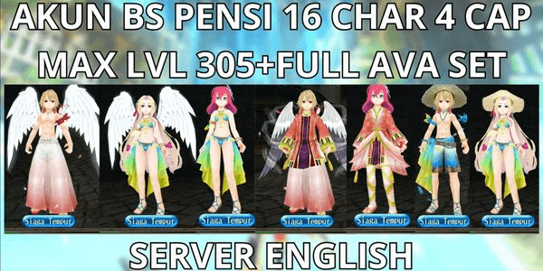 Gambar Product ACCOUNT BS RETIREMENT 16 CHAR 4 CAP MAX LVL 305 SERVER , FULL STARGEM+FULL AVA SET+HIGH AVA STAT, VIA MQ, ANTI HACKBACK, SUPER CHEAP