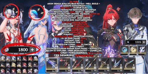 Gambar Product [26 SSR][10 LIMIT 6 SIGNATURE STD][RATE ON PITY 55]SHOREKEEPER C2 SIGN+CAMELLYA C2 SIGN+YNLN SIGN+JIYAN SIGN+ROCCIA+XIANGLI+WODLAND+CHECK DESC![SEA]#304