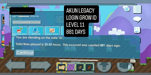 Gambar Product AKUN LEGACY LOGIN GROW ID 800 days LEVEL 11