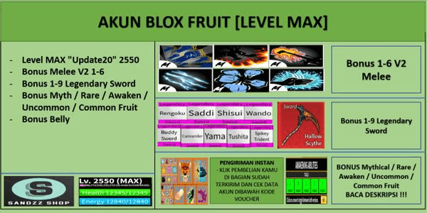 Gambar Product Blox Fruit Account [MAX Level][DATPOL]