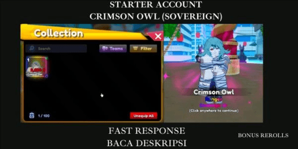 Gambar Product Akun Starter OP! Crimson Owl (Sovereign) | Best DPS Unit | Free Trait Rerolls