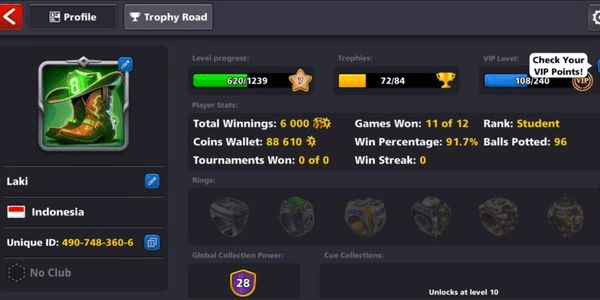 Gambar Product Akun Baru + 11 Cue Keren + 90 Cash + 80K Koin