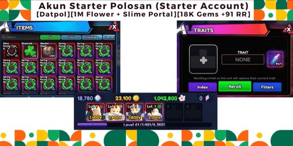 Gambar Product Starter Account Plain 1M Flower + RR + Portal Slime