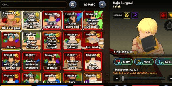 Gambar Product Account 3 Godly + 1 Glitch + 8 Avatar + 3 Overlord, Account level 98