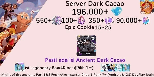 Gambar Product Cookie Run Kingdom starter account(Dack Cacao Server)DC7