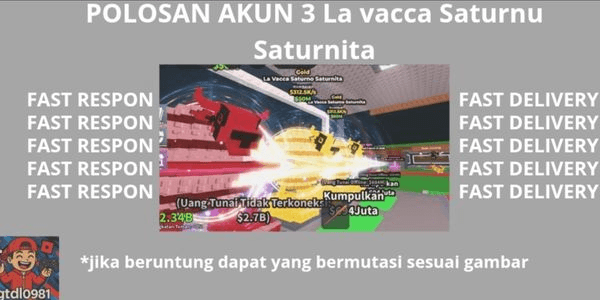 Gambar Product POLOSAN AKUN 3 LA VACCA SATURNO SATURNITA-STEAL A BRAINROT