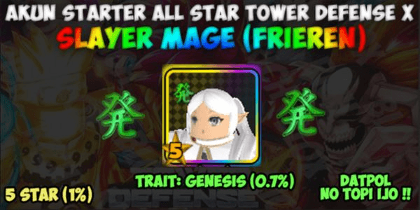 Gambar Product Akun Starter GENESIS Slayer Mage (Frieren) | All Star Tower Defense X (ASTD X)
