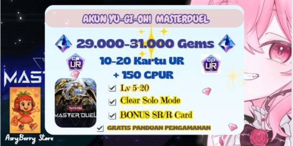 Gambar Product Yugioh Masterduel Account 29-31K Gems + 10-20 UR Cards + 150 CPUR + Bonus SR/R Cards