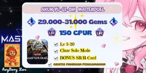 Yugioh Masterduel Account 29-31K Gems + 150 CPUR + Bonus SR/R Cards