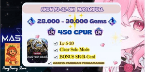 บัญชี Yugioh Masterduel 28-30K เพชร + 450 CPUR + โบนัสการ์ด SR/R