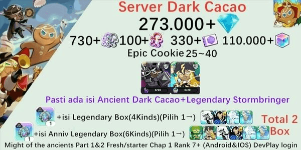 Gambar Product Cookie Run Kingdom(Dack Cacao Server)DC8 starter account
