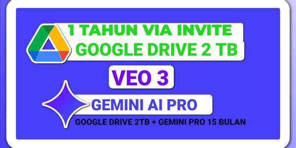 Gambar Product GOOGLE DRIVE 2TB + GEMINI PRO 1 YEAR VIA INVITE