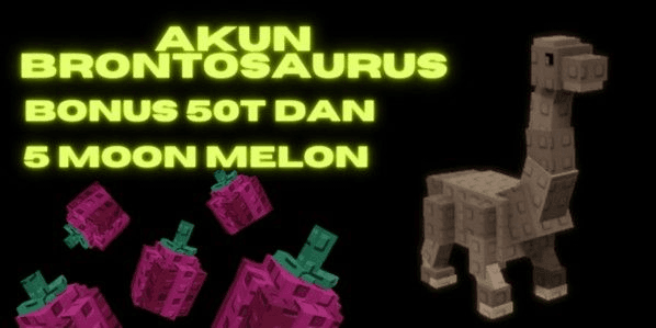 Gambar Product AKUN BRONTOSAURUS BONUS 50 Triliun/50T  & 5 MOON MELON FRUIT coins/sheckles GROW A GARDEN Starter Pemula Mantap deh