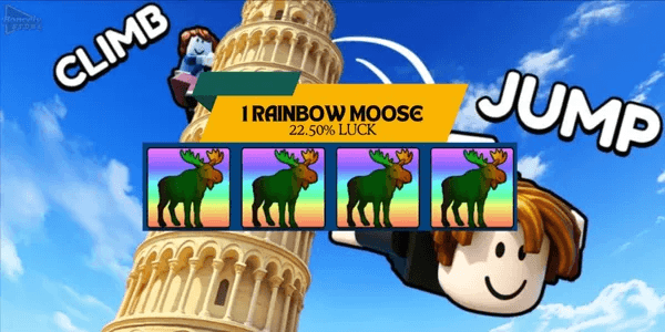RAINBOW MOOSE 22.50% LUCK | CLIMB AND JUMP TOWER