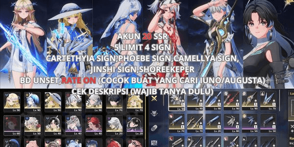 Gambar Product [SEA] ACCOUNT 20 SSR 5 LIMITED 4 SIGN CARTETHYIA SIGN, PHOEBE SIGN, CAMELLYA SIGN, JINSHI SIGN, SHOREEKEPER, OTHER B5 STANDARD, BD UNSET, RATE ON