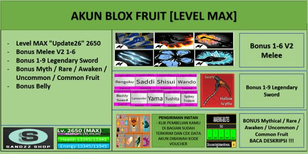 Gambar Product Blox Fruit Account [MAX Level][DATPOL]
