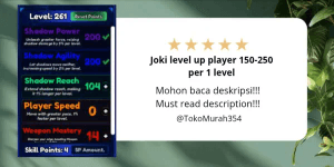 Joki level up player 150-250 per 1 level