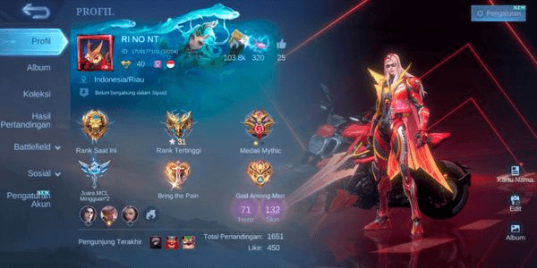 Gambar Product CHEAP ML ACCOUNT DUCATI LEOMORD SKIN, SUN CHOU, ZODIAC HELCURT, COVENANT LESLEY, LUNAR SUN, RISING LOLITA, EPIC FREYA, URANUS, HARLEY ETC