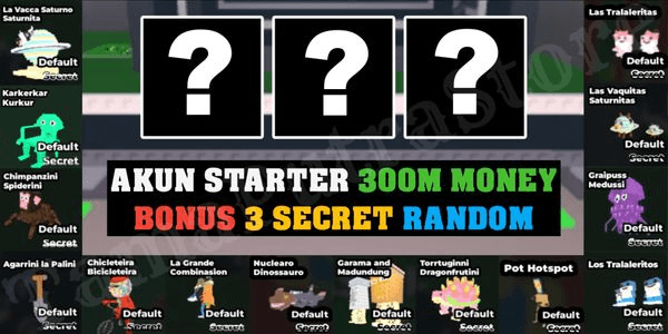 Gambar Product AKUN STARTER 300M MONEY | BONUS 3 SECRET | STEAL A BRAINROT