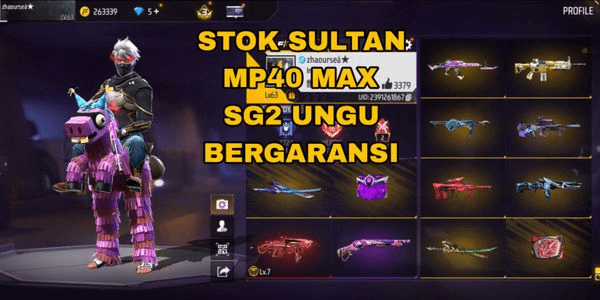 Gambar Product FF SULTAN ACCOUNT MP40 MAX FT SG2 PURPLE, COOL VAULT