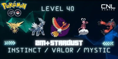 Gambar Product [Instinct / Valor / Mystic]Level 40+ /Zapdos + Dialga + Ho-Oh Shadow + Enamorus + Yveltal / 2M Dust / PTC Login