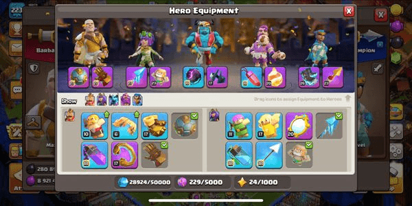 Gambar Product Town Hall 17 MAX | HERO ALL MAX | GEAR EPIC 4 MAX | BACKGROUND SKIN SET HALLAND AND PIXEL | PET TROOPS SPELL MACHINE MAX | GG ACCOUNT READY TO USE 100% SAFE
