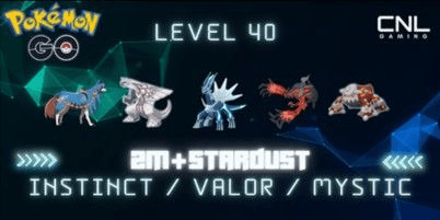 Gambar Product [Instinct/Valor/Mystic]Level 40+ /Zacian + Palkia+ Dialga+ Yveltal+ Heatran / 2M+ Dust / PTC LOGIN