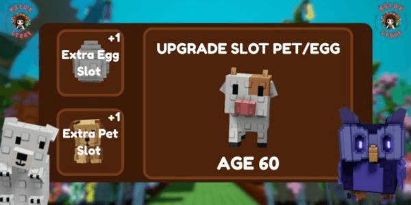 Pet Age 60 | Upgrade Slot Pet/Egg | Bonus Gift | Grow a Garden