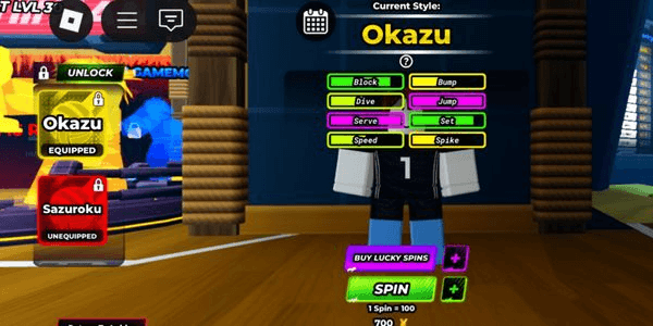 Gambar Product Godly Okazu + Curve Spike + Glow Stick Dance Score effect - Volleyball legends