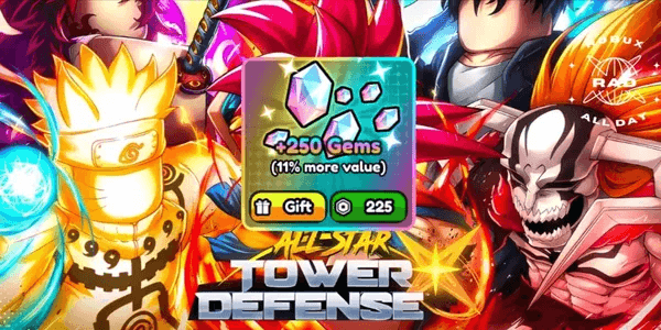 250 Gems - All Star Tower Defense X