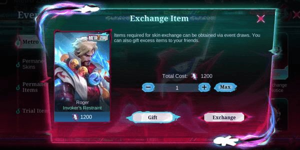 Gambar Product SKIN ROGER METRO ZERO INVOKER'S RESTRAINT (VIA GIFT)