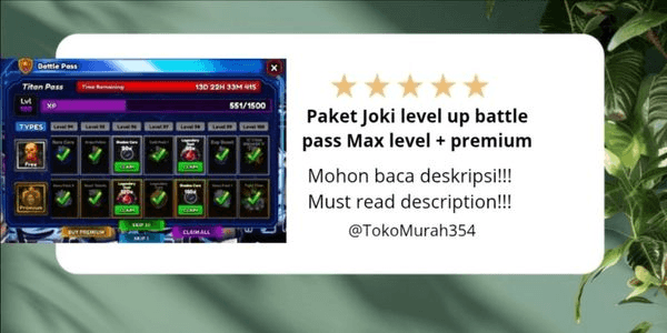 Gambar Product Level up battle pass boosting package level 1 - max level + premium