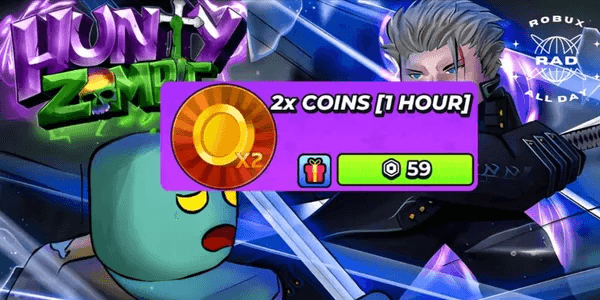 2x Coins (1 Hour) - Hunty Zombie