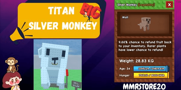 Gambar Product Titan Silver Monkey | Fast Delivery - Grow A Garden |