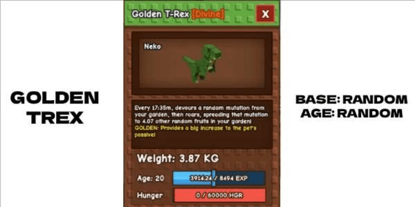 Gambar Product Golden Trex (T-rex) - Grow A Garden