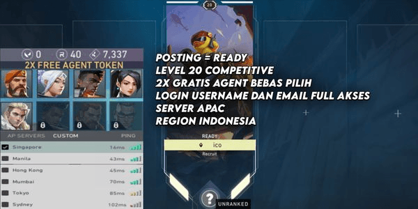 Gambar Product Akun Valorant level 20 bisa Competitive