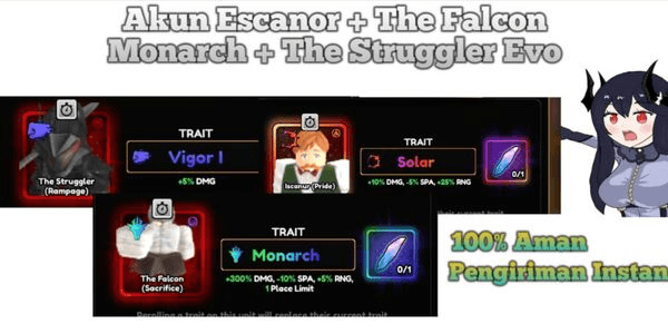 Gambar Product Akun The Falcon Monarch Evo + Iscanour Solar + The Struggler Evo
