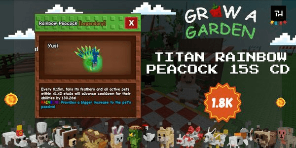 Gambar Product TITAN RAINBOW PEACOCK 15S COOLDOWN GROW A GARDEN