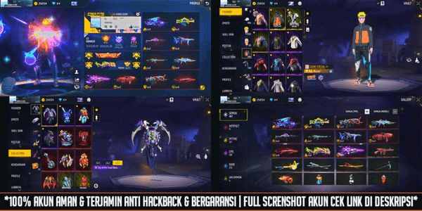Gambar Product Freefire Vault Account 446 | Evo 11 & Max 2 | Naruto Bundle | Red & Blue Angel | Jordan Shoes | Evo & Rapper SG
