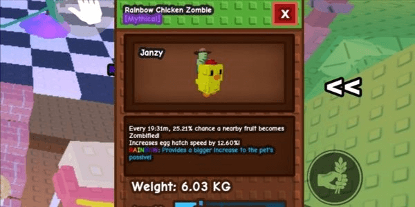 Gambar Product Rainbow Chicken Zombie - Grow A Garden - RBL