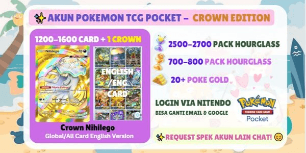 Gambar Product Akun Pokemon TCGP | Crown Nihilego EX + 1200-1600 Card | 2500+ Pack Hourglass