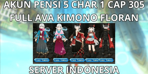 Gambar Product ACCOUNT RETIRE 5 CHAR 1 CAP MAX LVL 305 SERVER INDONESIA, FULL AVA SET KIMONO FLORAN+MIX TAISHO, FULL RESET, NO MOD, ANTI HACKBACK, SUPER CHEAP