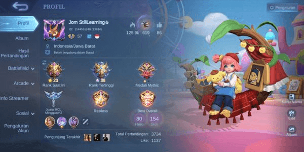 Gambar Product CHEAP ML ACCOUNT SANRIO SKIN CHANGE, FLORYN, ZODIAC LANCELOT, ODETTE, KOF GUINEVERE, LIMIT RUBY, GATOTKACA, LB HARITH, TIGREAL ETC